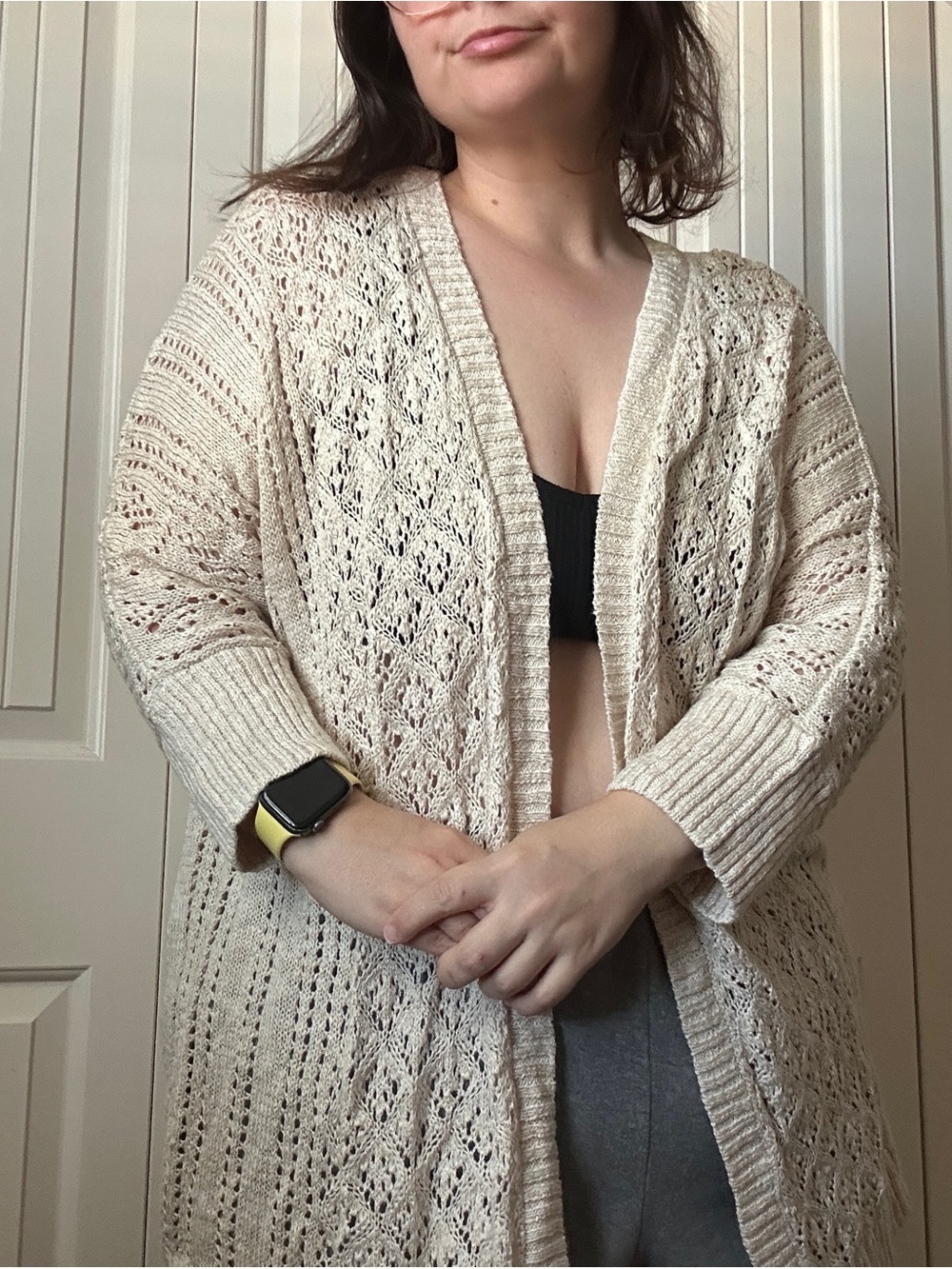 Maurice’s Lace Up Back Cream Cardigan Size 1 - Picture 2 of 5